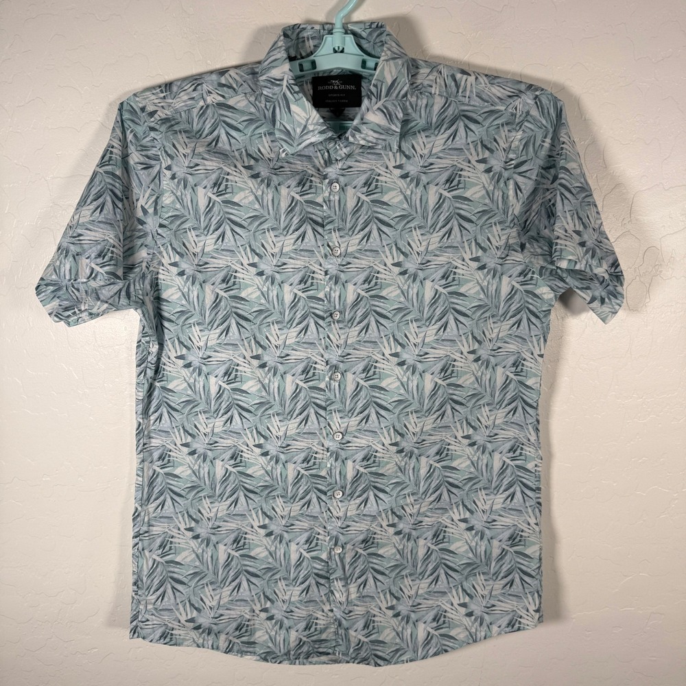 Rodd & Gunn Shirt Mens L Green Palm Leaf Sports Fit Cotton Casual Floral Button - Picture 2 of 8